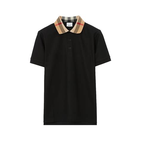 burberry talsworth cotton pique polo shirt black|Check Collar Cotton Polo Shirt in Black .